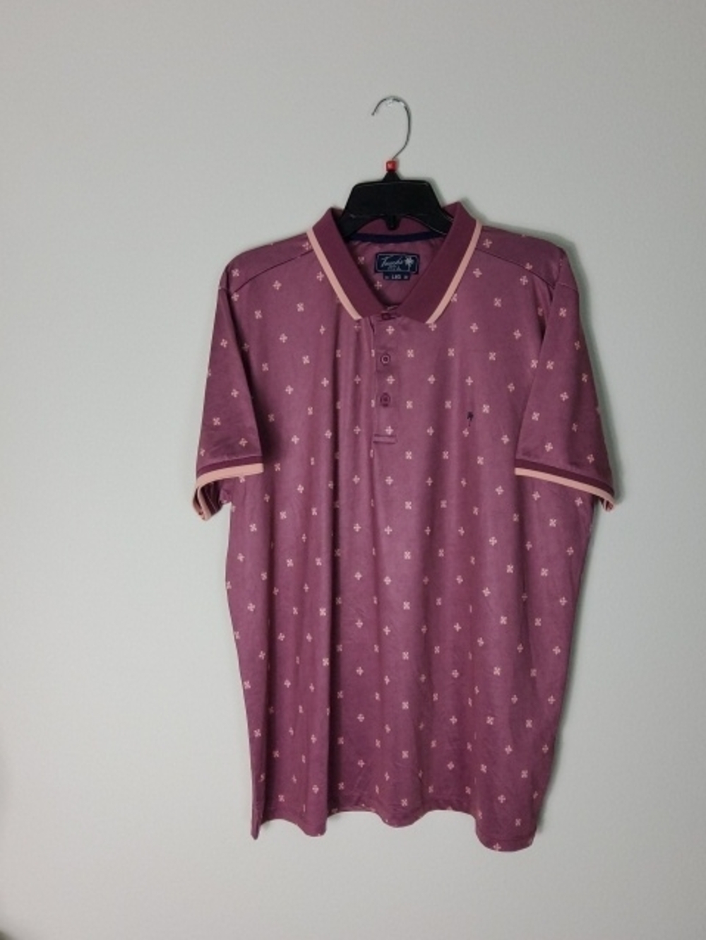 Trunks Men's Short Sleeve Polo Shirt - Mauve with Pattern Size L